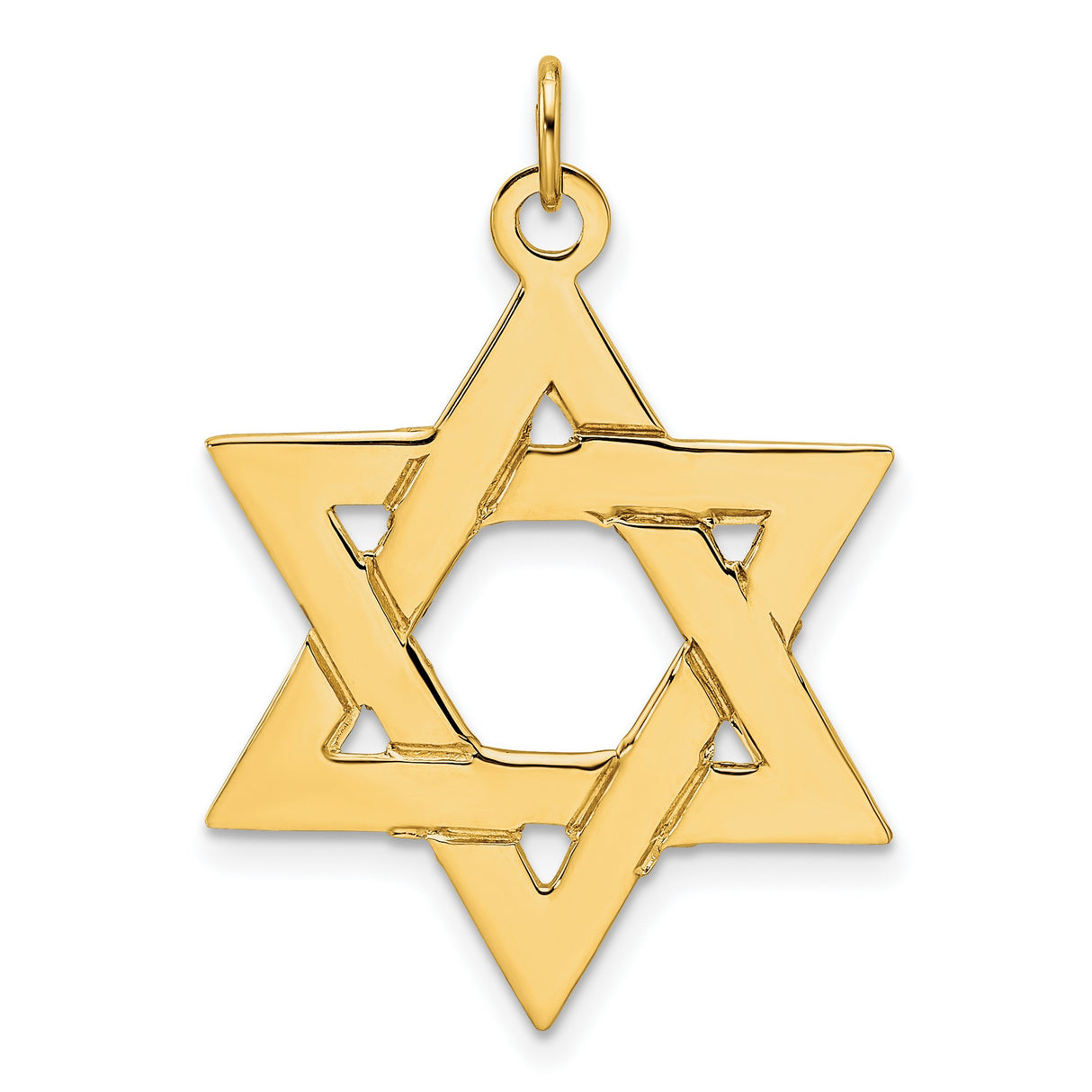 14k Yellow Gold Star of David Pendant with Interlocking Design