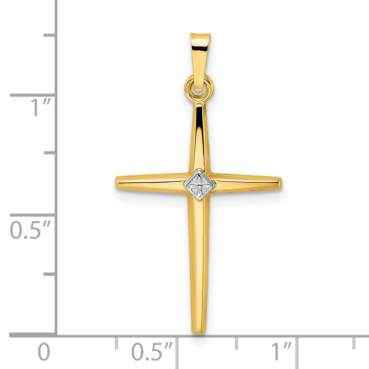 14k Two-Tone Gold Cross Pendant with White Gold Diamond Accent, Christian Symbol