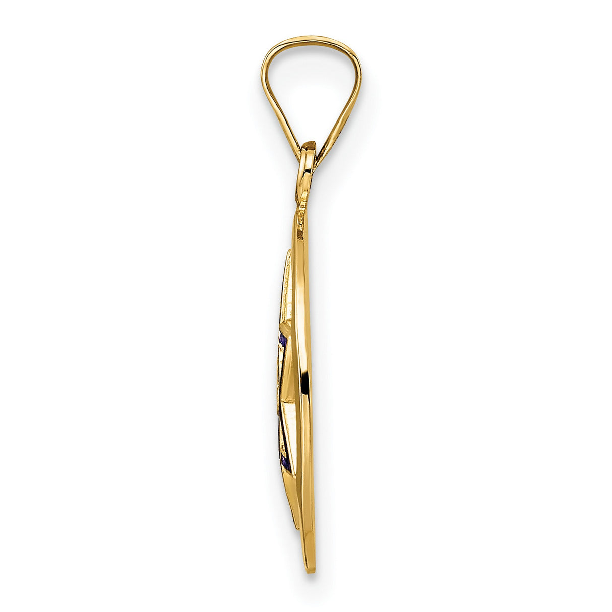 14k Yellow Gold Pendant with Blue Enamel Star of David and Hebrew Chai Symbol