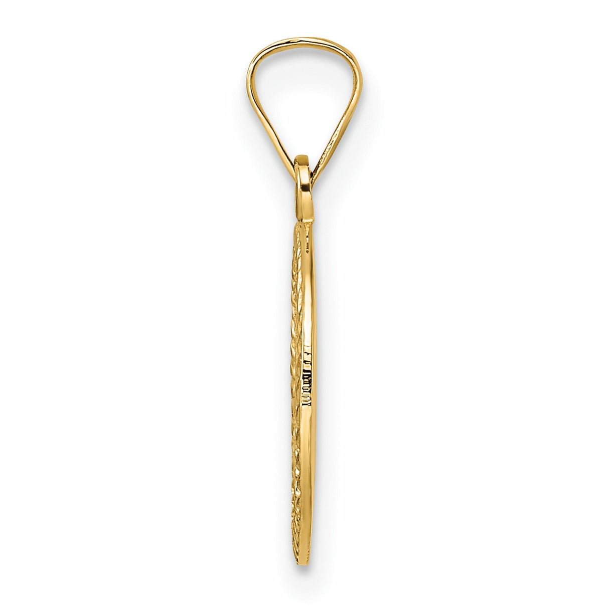 14k Yellow Gold Star of David Pendant with Textured Frame and Hebrew Engraving