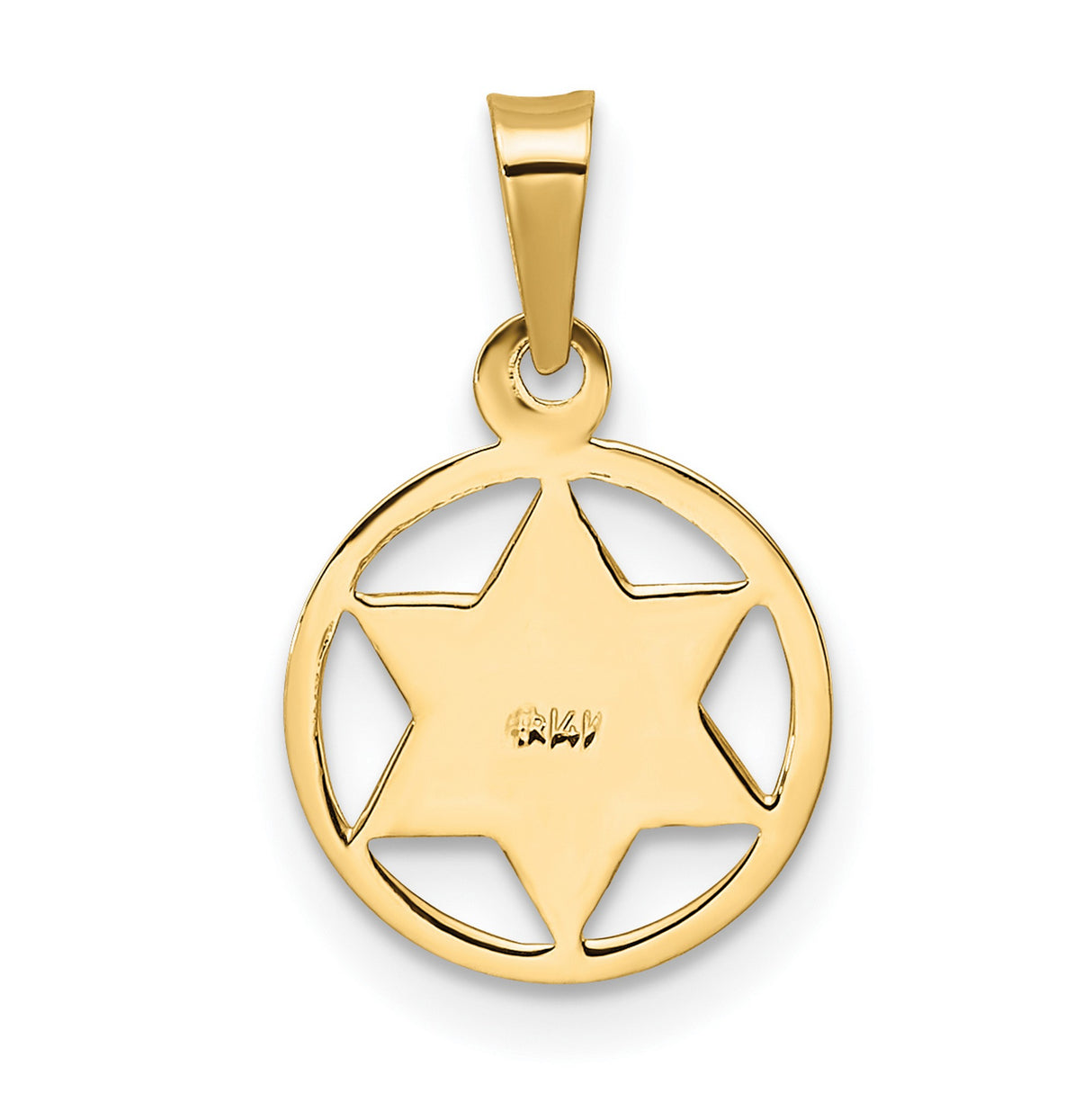 14k Yellow Gold Pendant with Blue Enamel Star of David and Hebrew Engraving