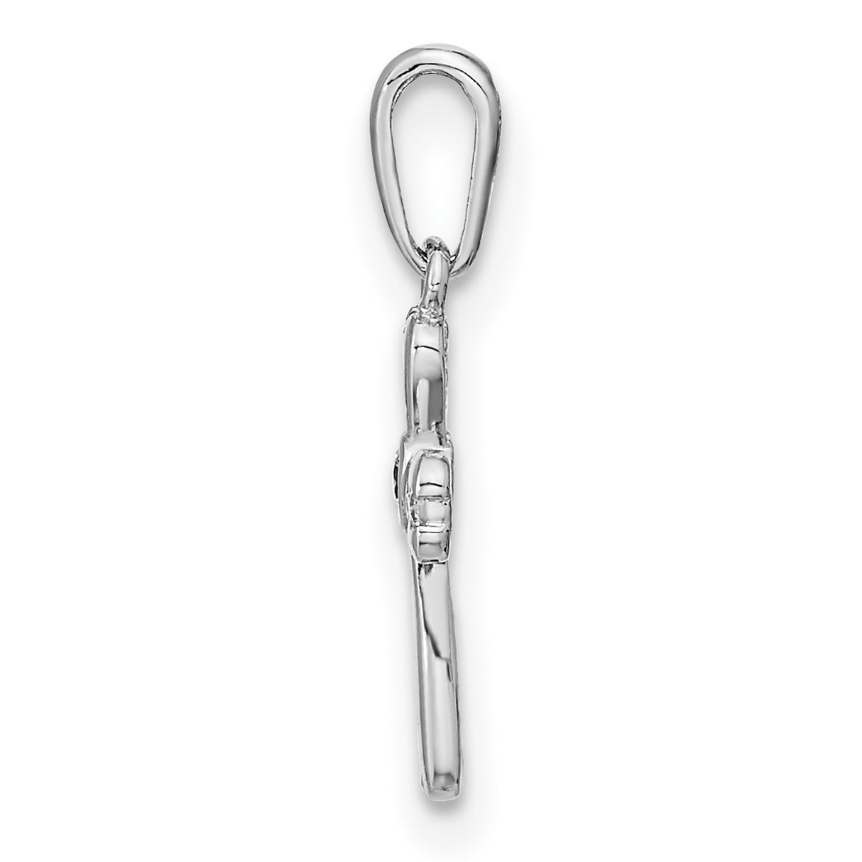 14k White Gold Cross Pendant with Diamond Accents, Flared Design Christian Jewelry for Women