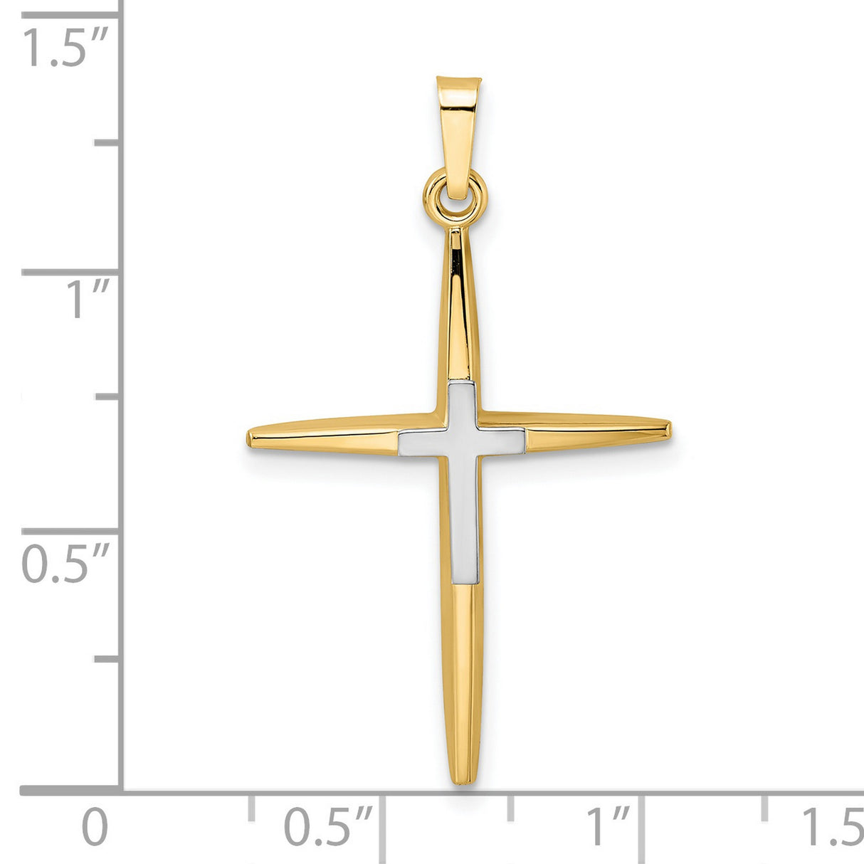 14k Two-Tone Gold Cross Pendant, Sleek Modern Christian Jewelry for Men or Women