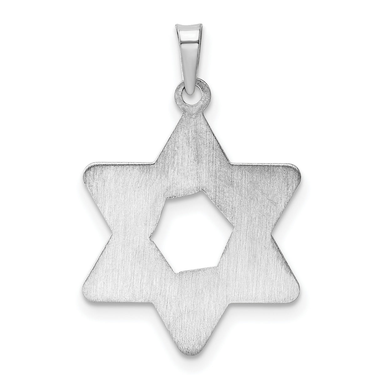 14k White Gold Star of David Pendant with Textured Design, Jewish Religious Charm