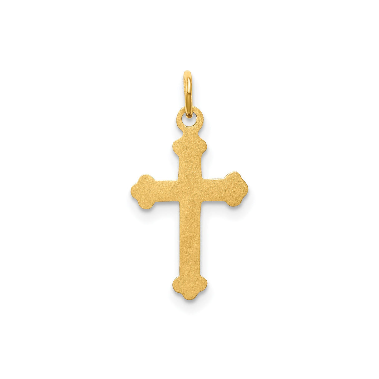 14k Yellow Gold Cross Pendant with Ornate Sculpted Ends, Christian Faith Symbol for Women