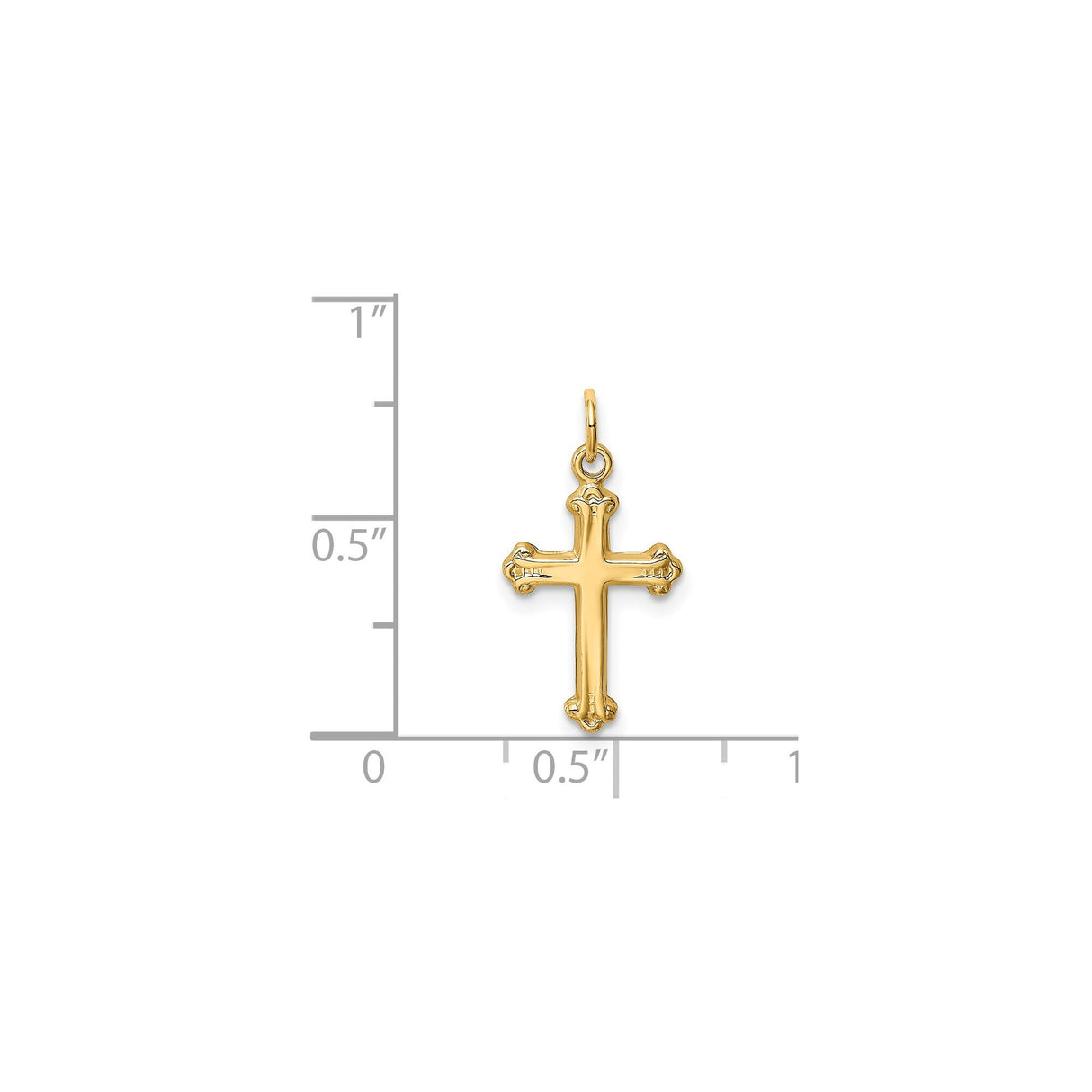14k Yellow Gold Cross Pendant with Ornate Sculpted Ends, Christian Faith Symbol for Women