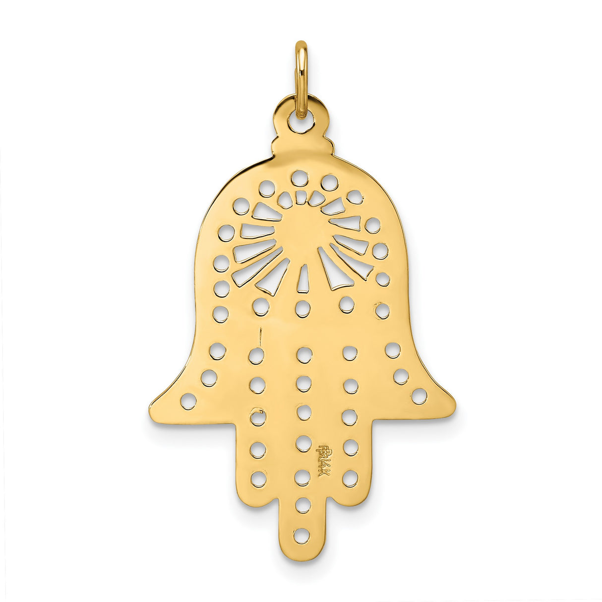 14k Yellow Gold Hamsa Hand Pendant, Filigree Design, Symbol of Protection and Spiritual Amulet