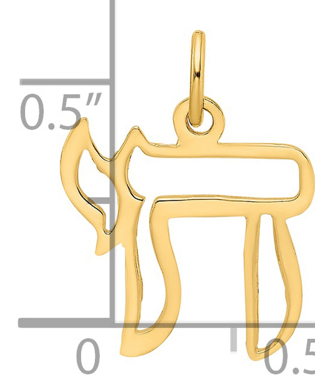 14k Yellow Gold Chai Pendant, Hebrew Symbol for Life, Unisex Religious Charm