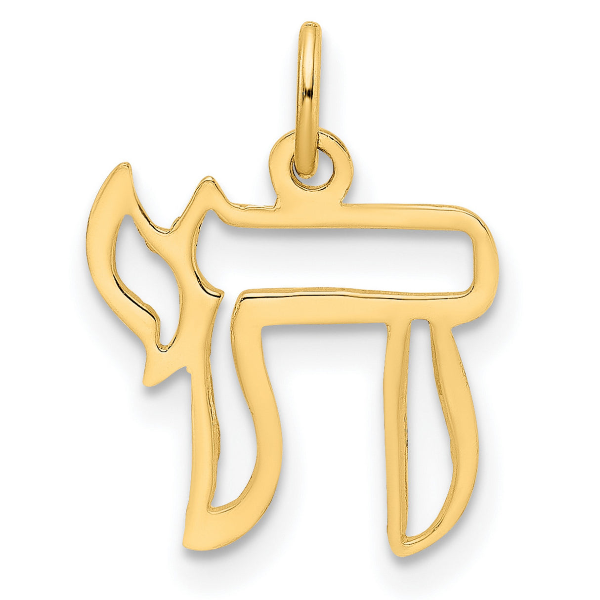14k Yellow Gold Chai Pendant, Hebrew Symbol for Life, Unisex Religious Charm