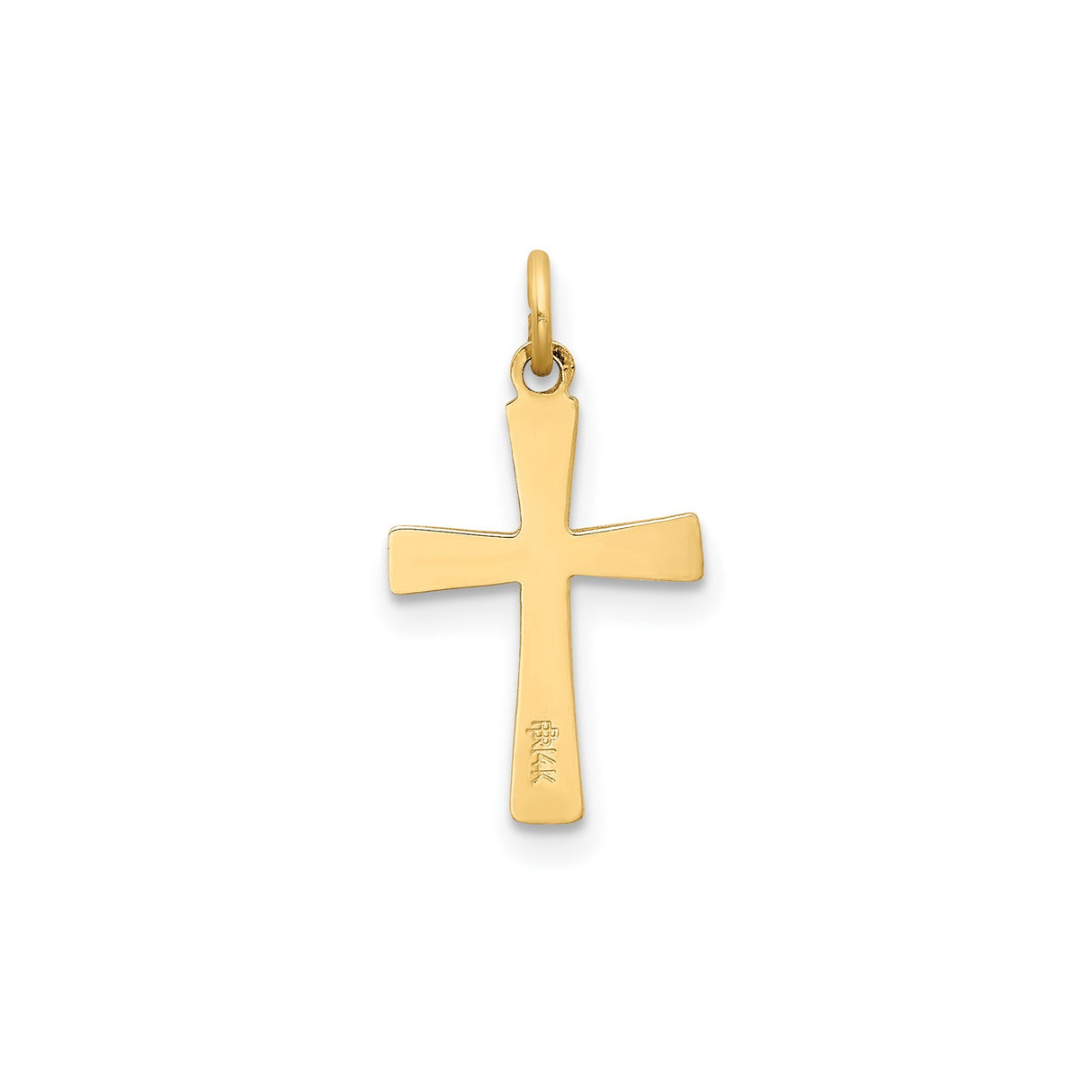 14k Yellow Gold Cross Pendant, Textured Faith Charm with Clean Lines, Christian Jewelry for Women