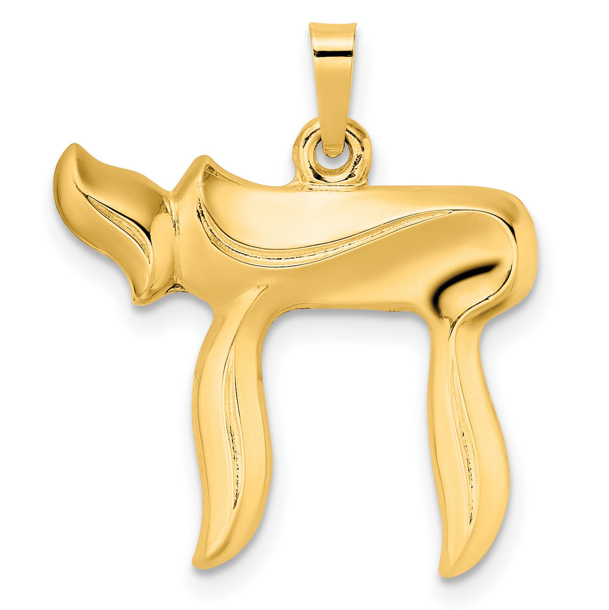 14k Yellow Gold Chai Pendant, Hebrew Symbol for Life, Jewish Faith Charm for Men or Women