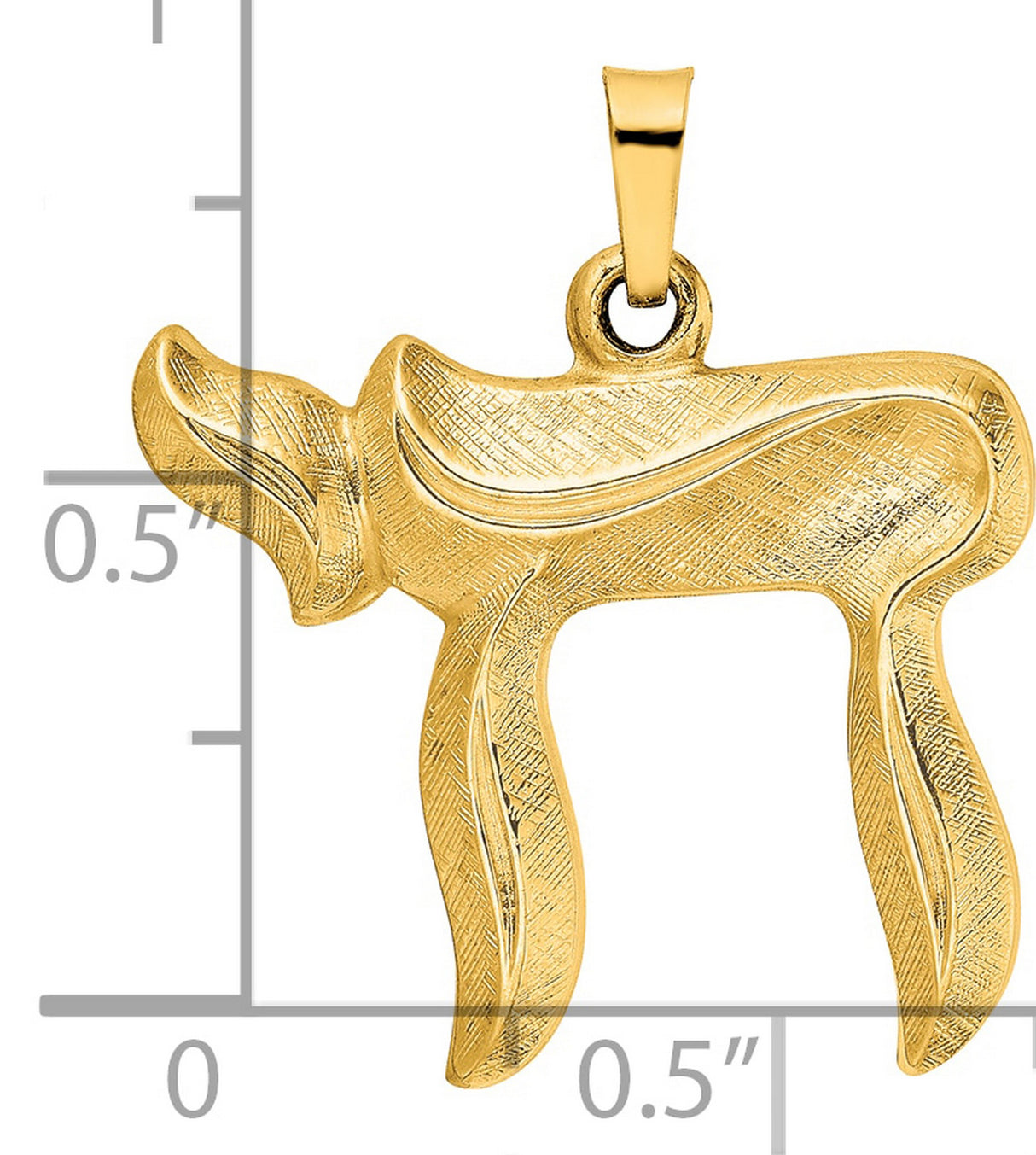 14k Yellow Gold Chai Pendant, Textured Hebrew Life Symbol, Jewish Faith Charm Jewelry