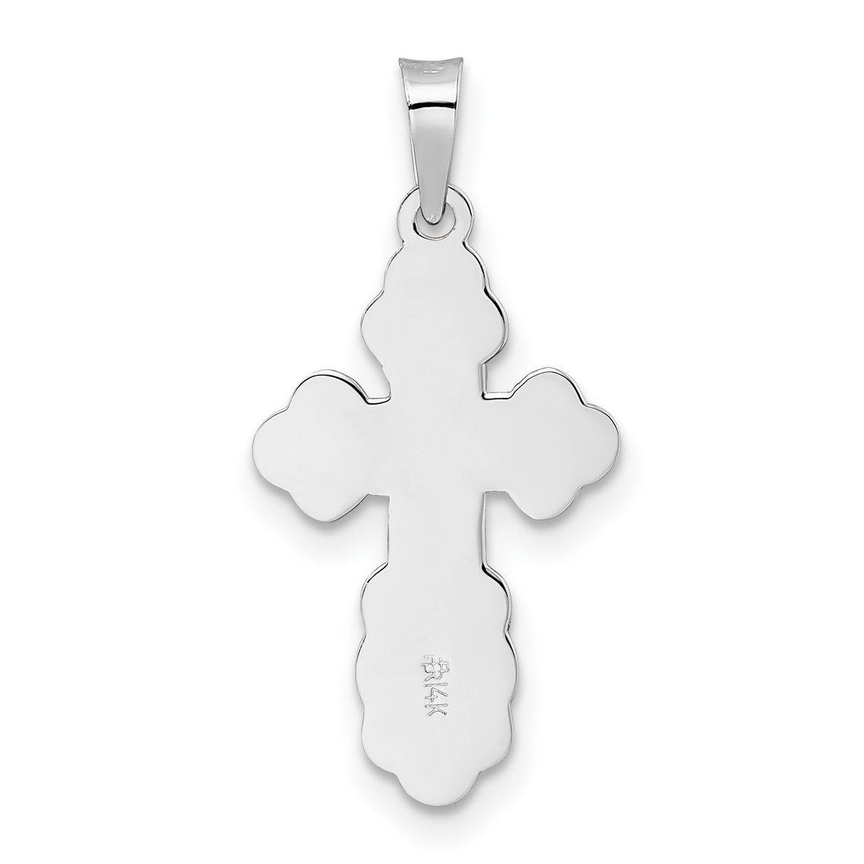 14k White Gold Orthodox Cross Pendant with Three-Bar IC XC Design for Women or Unisex Wear
