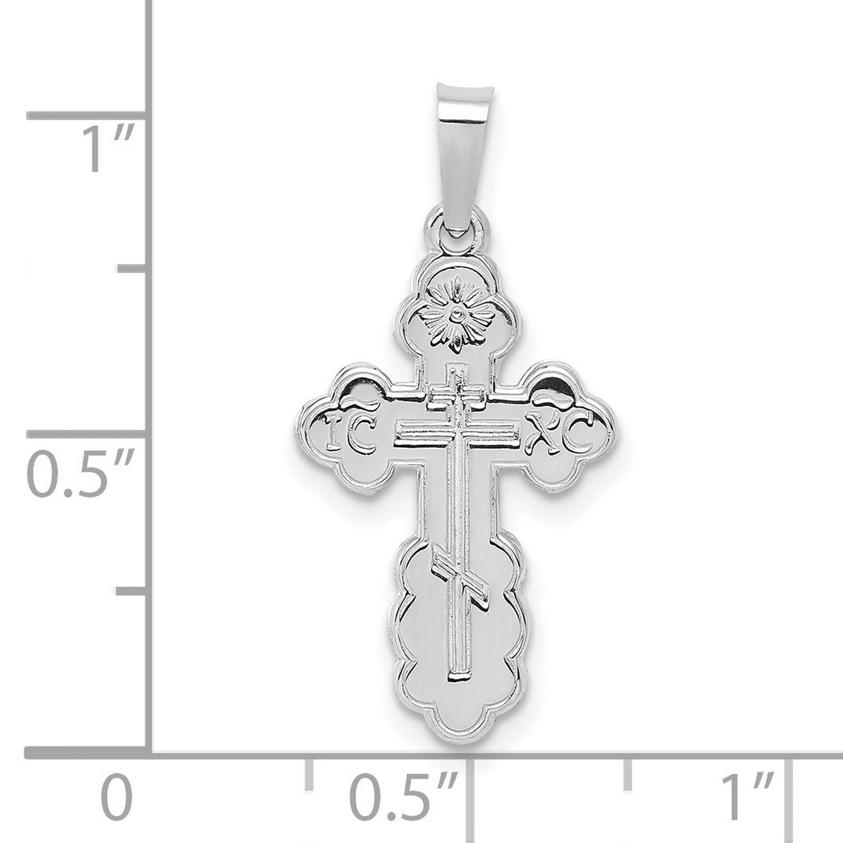 14k White Gold Orthodox Cross Pendant with Three-Bar IC XC Design for Women or Unisex Wear