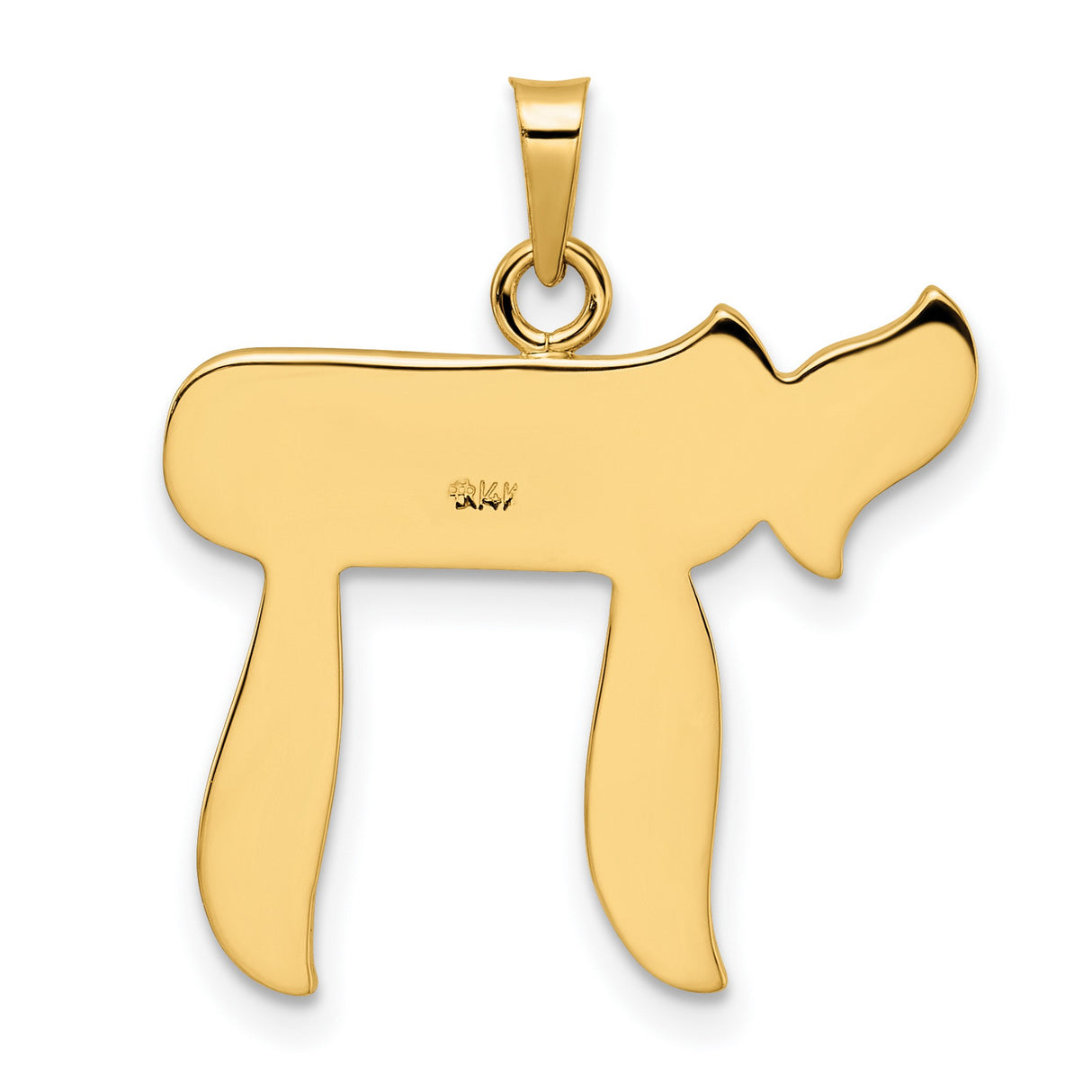 14k Yellow Gold Chai Pendant, Jewish Faith Hebrew Life Symbol Jewelry for Men and Women