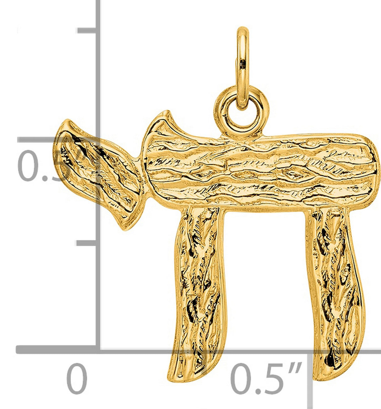 14k Yellow Gold Chai Pendant, Hebrew Symbol of Life, Jewish Faith Jewelry for Men and Women