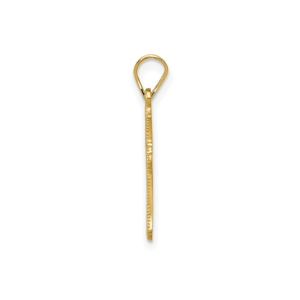 14k Yellow Gold Cross Pendant with Polished Finish, Flared Tips and Beaded Border