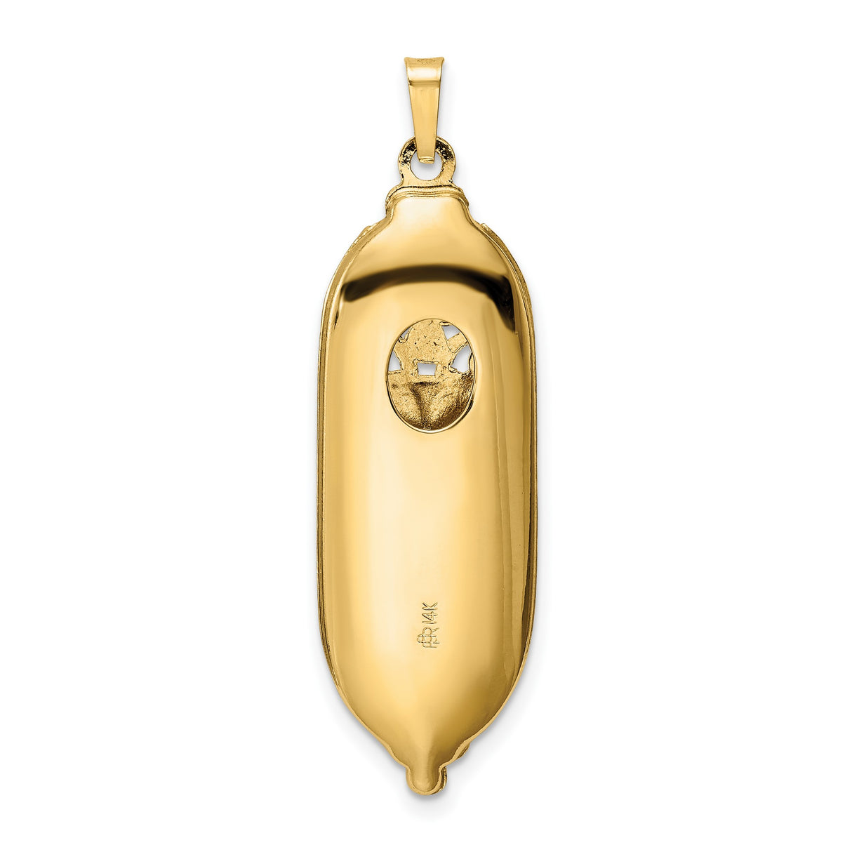 14k Yellow Gold Mezuzah Pendant with Filigree, Blue Star of David, Hebrew Lettering