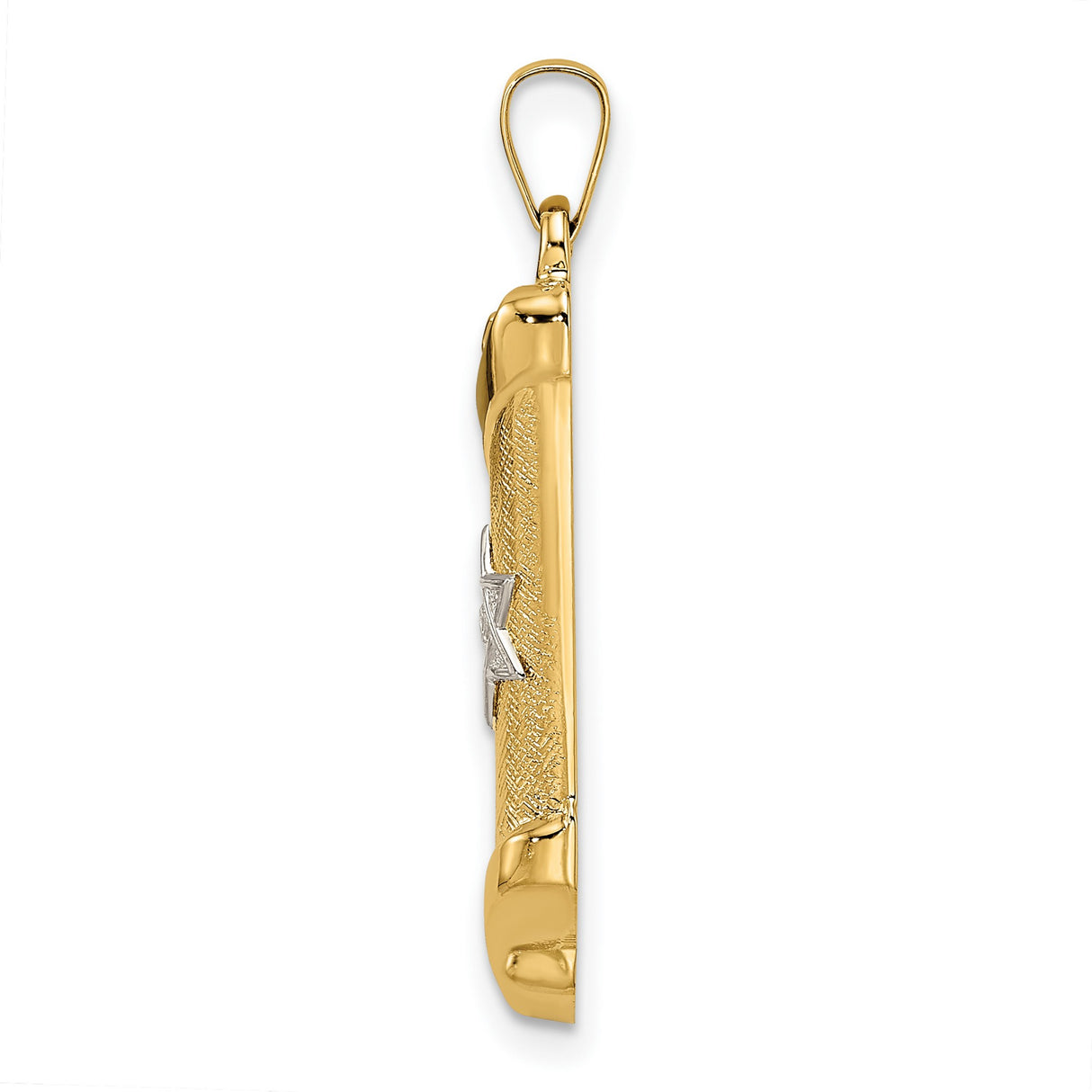 14k Two-Tone Gold Mezuzah Pendant with Star of David and Hebrew Letter Shin