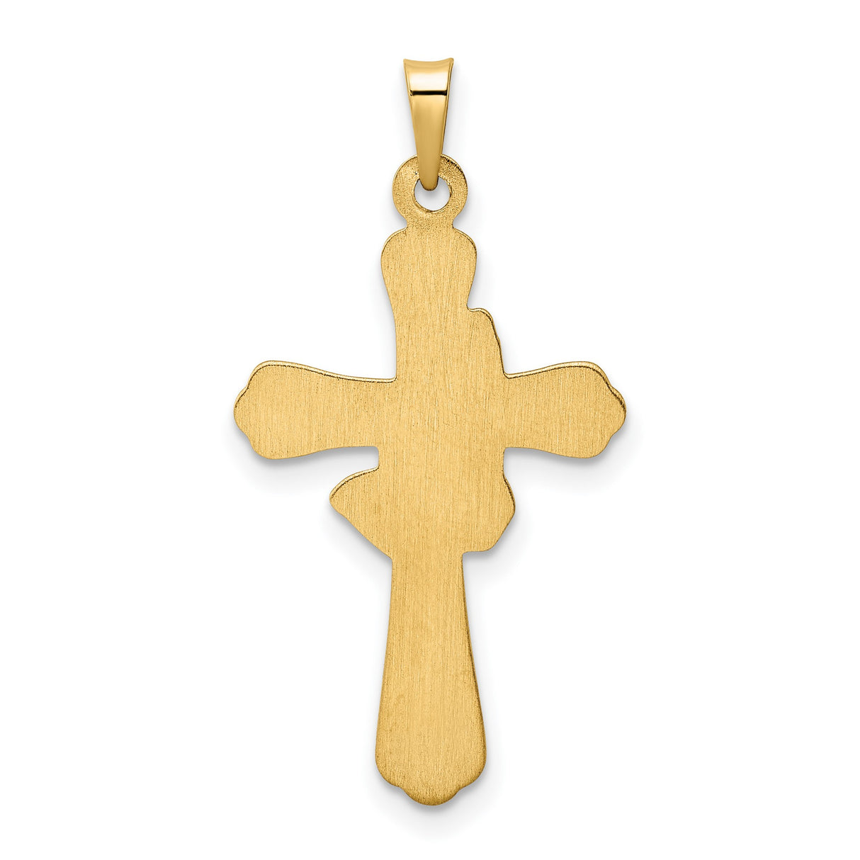 14k Yellow Gold and Rhodium Cross Pendant with Praying Hands, Christian Symbol of Faith
