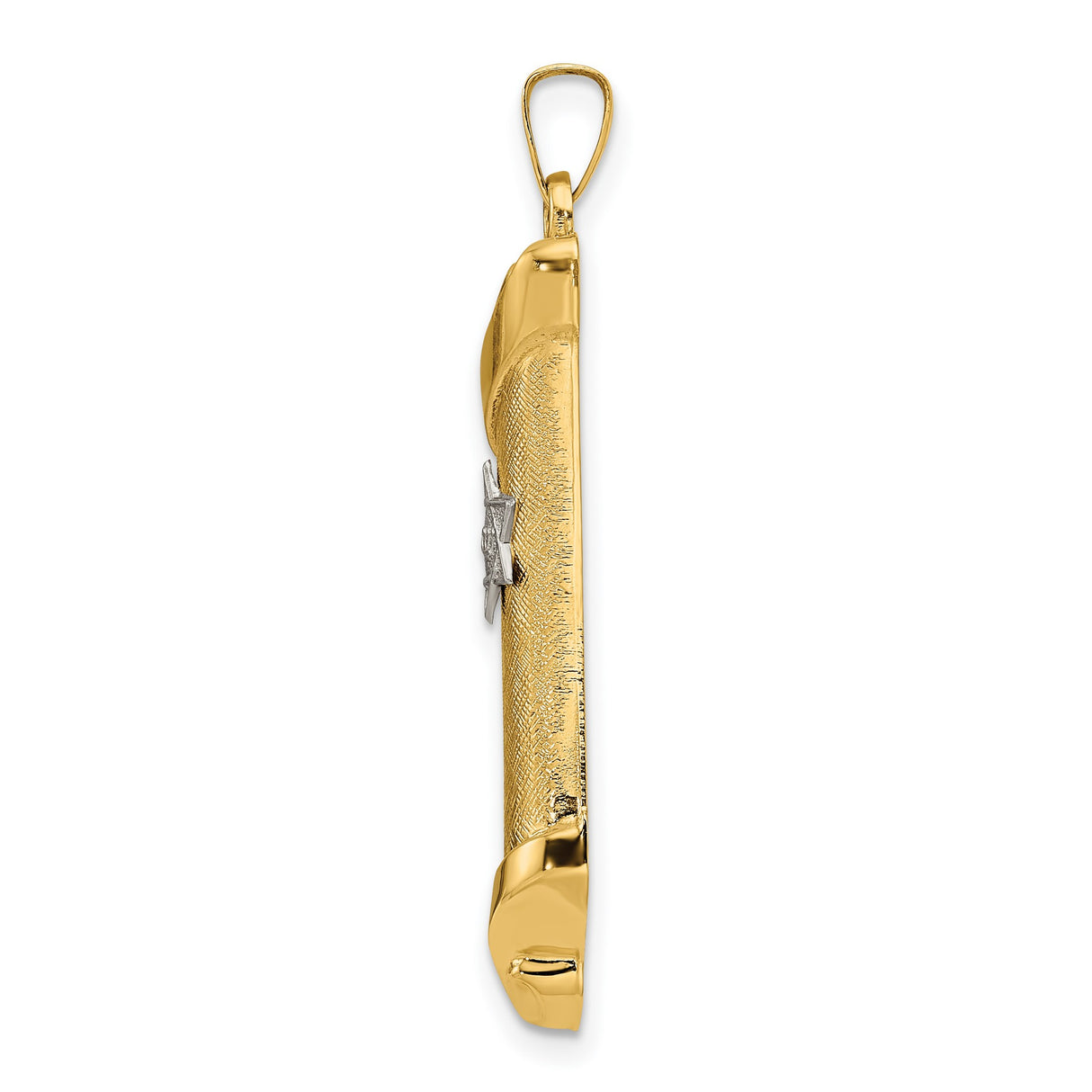 14k Two-Tone Gold Mezuzah Pendant with Star of David and Hebrew Letter Shin