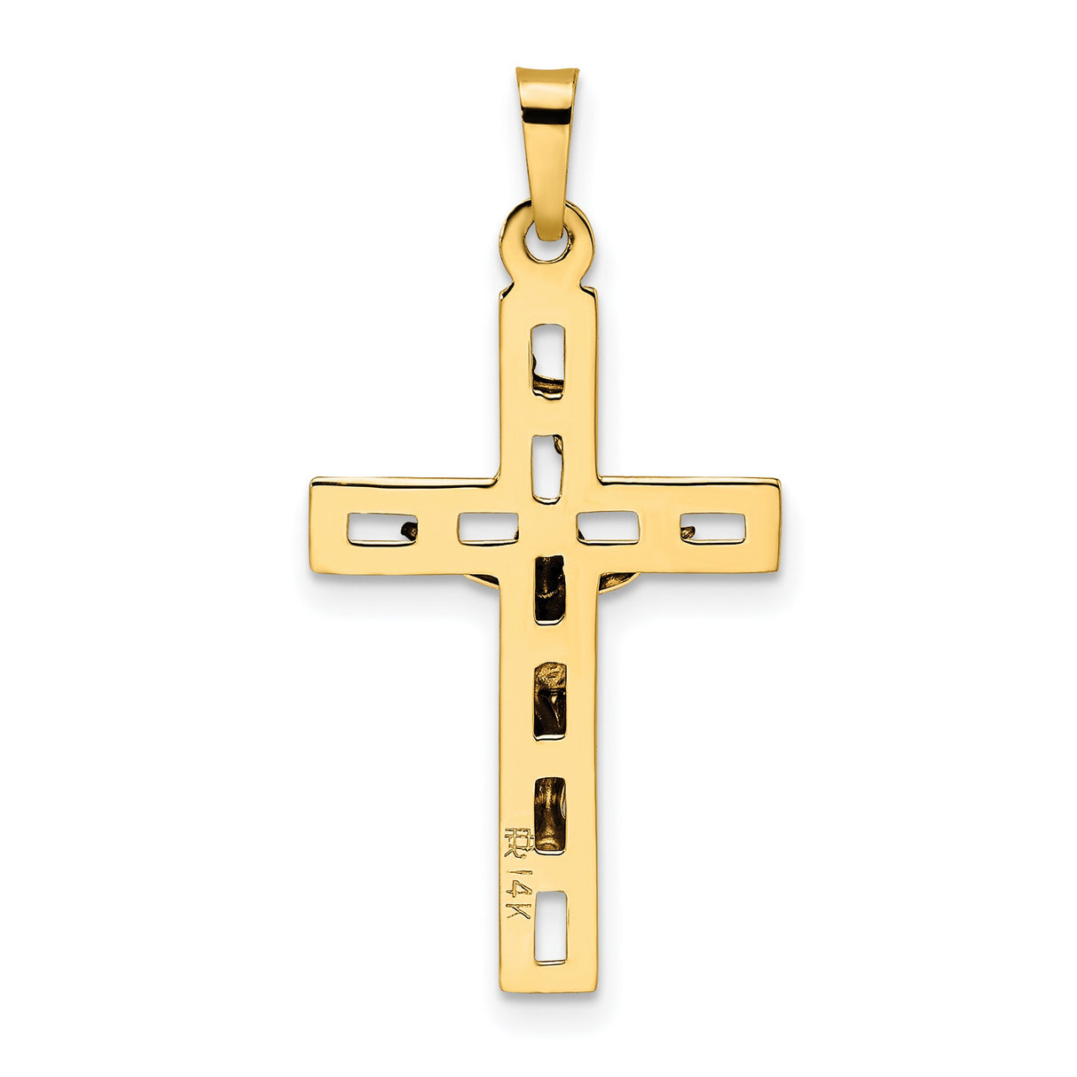14k Two-Tone Gold Crucifix Pendant with INRI Detail Featuring Jesus on Cross