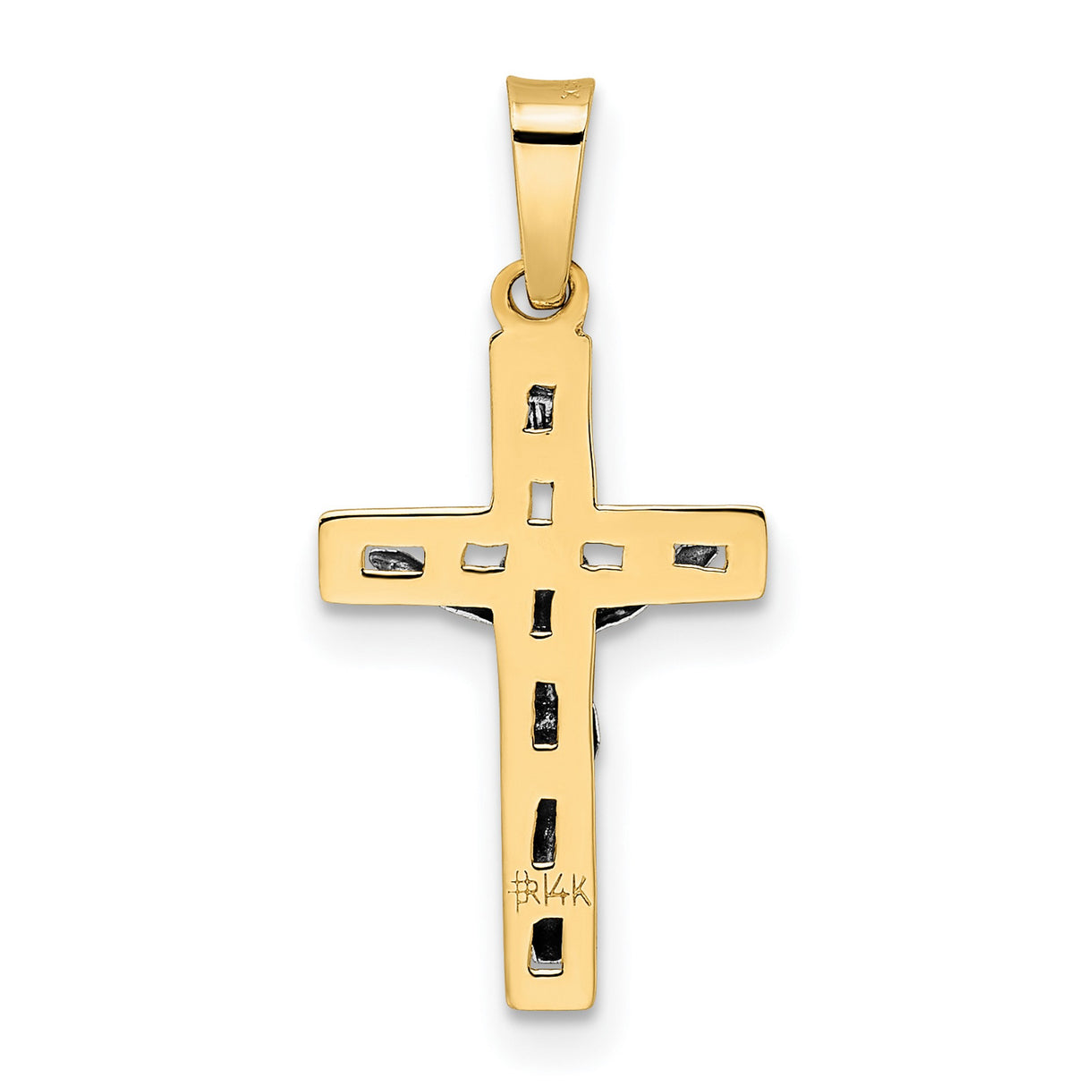 14k Multi-Tone Gold Crucifix Cross Pendant, INRI Christian Religious Charm for Men and Women