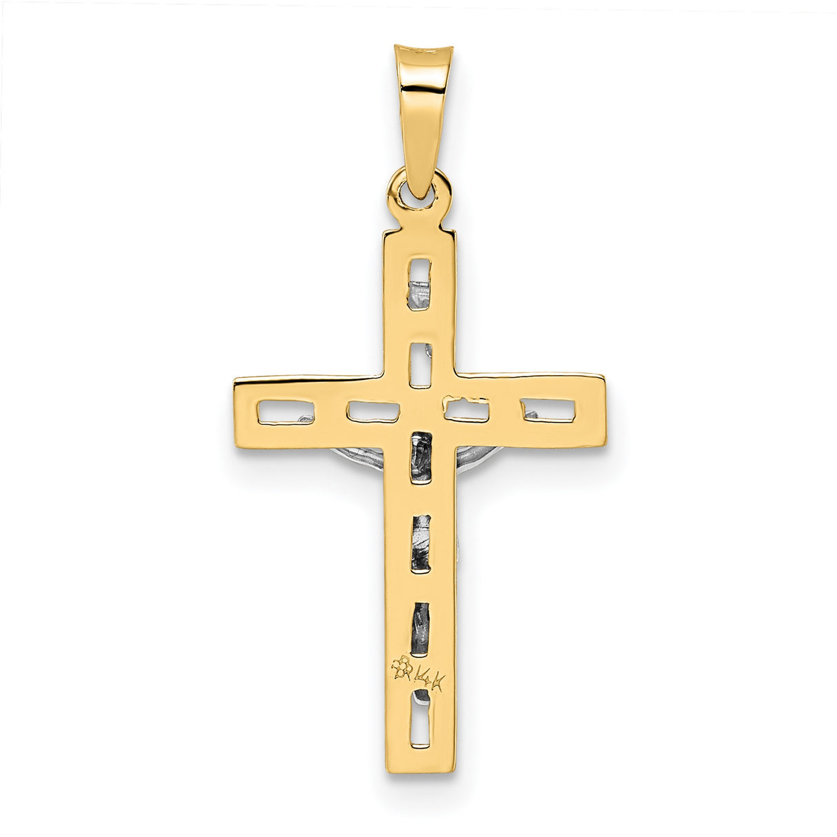 14k Two-Tone Gold Crucifix Pendant, INRI Cross Jesus Christ Religious Charm