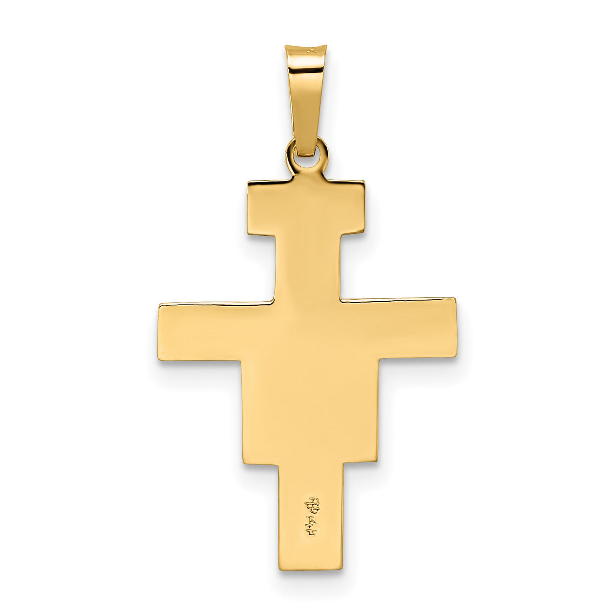 14k Two-Tone Gold Crucifix Pendant with White Christ Figure, Classic Christian Cross Charm