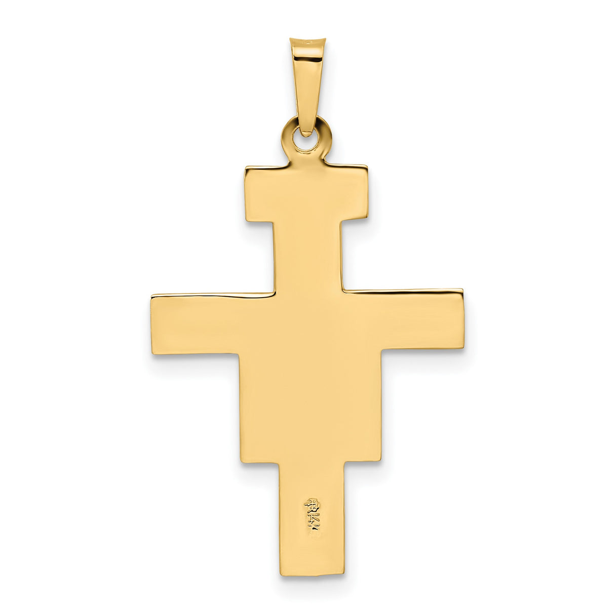 14k White and Yellow Gold Crucifix Cross Pendant with Jesus and Beaded Edge