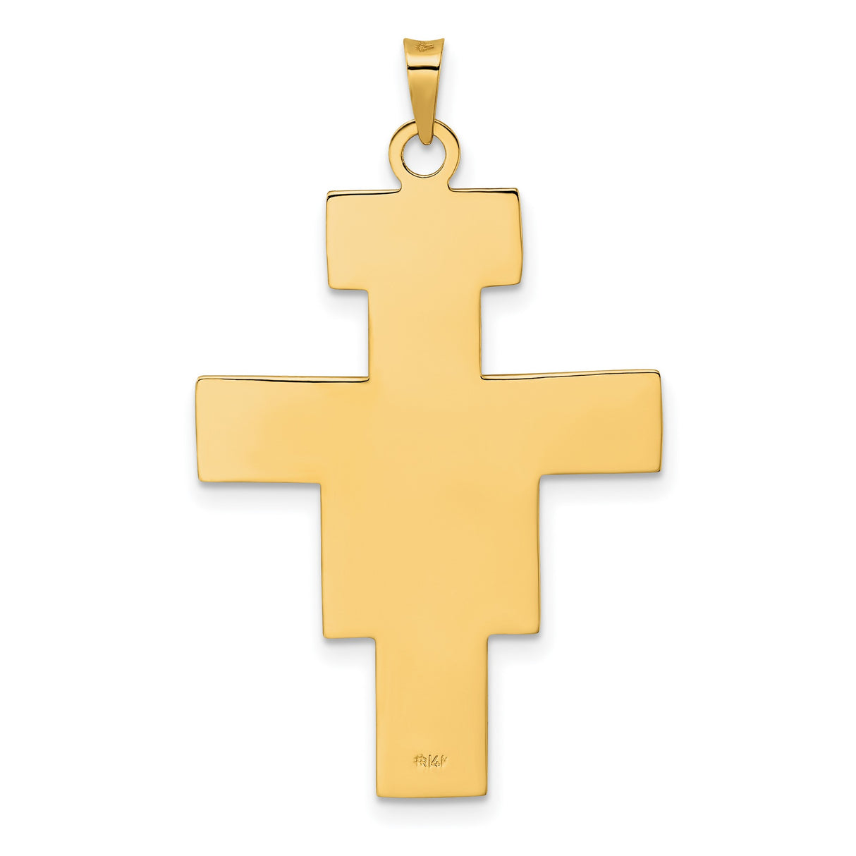 14k Two-Tone Gold Crucifix Pendant with Jesus on Cross, San Damiano Religious Charm