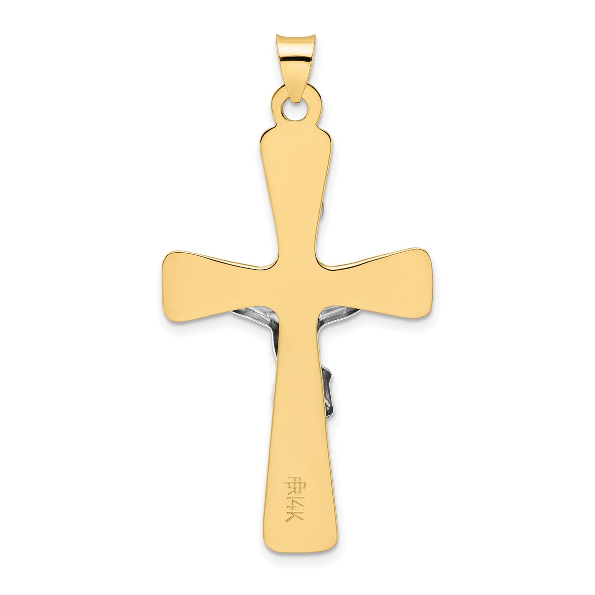14k Two-Tone Gold Crucifix Pendant with INRI Engraving and Jesus on Cross