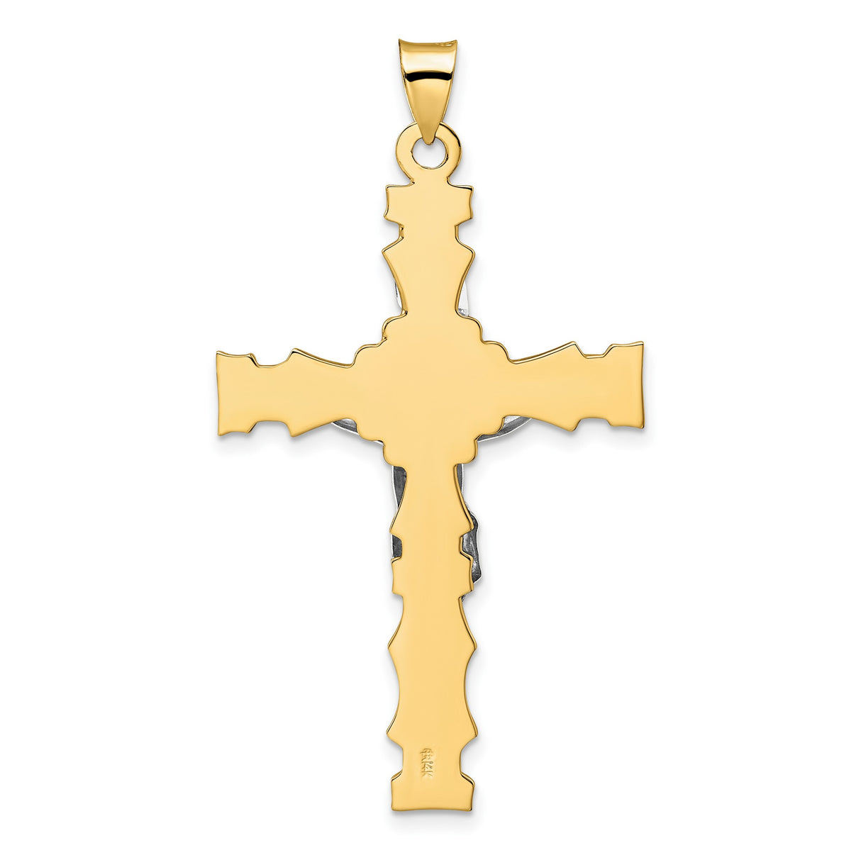 14k Two-Tone Gold Crucifix Cross Pendant with INRI and Jesus Figure Design