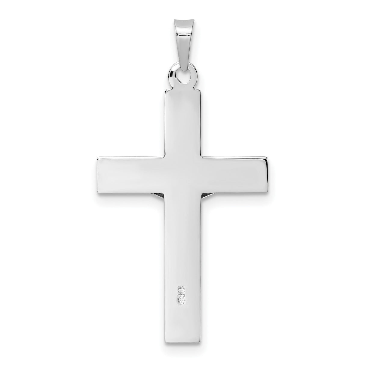14k White Gold Crucifix Cross Pendant with INRI Design, Religious Catholic Jewelry