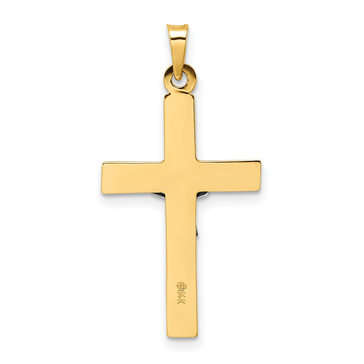 14k Two-Tone Gold Crucifix Cross Pendant with INRI and Christ Figure - Catholic Religious Jewelry