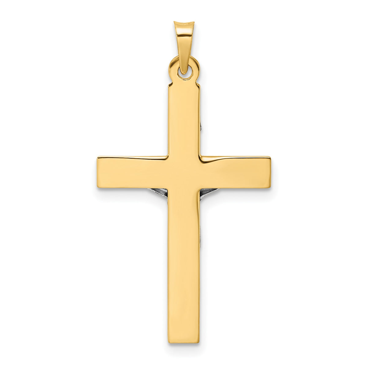 14k Two-Tone Gold Crucifix Pendant with INRI Cross and Jesus Figure for Men and Women