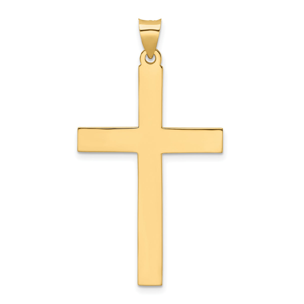 14k Yellow Gold Cross Pendant, Polished Religious Jewelry Symbolizing Faith and Devotion
