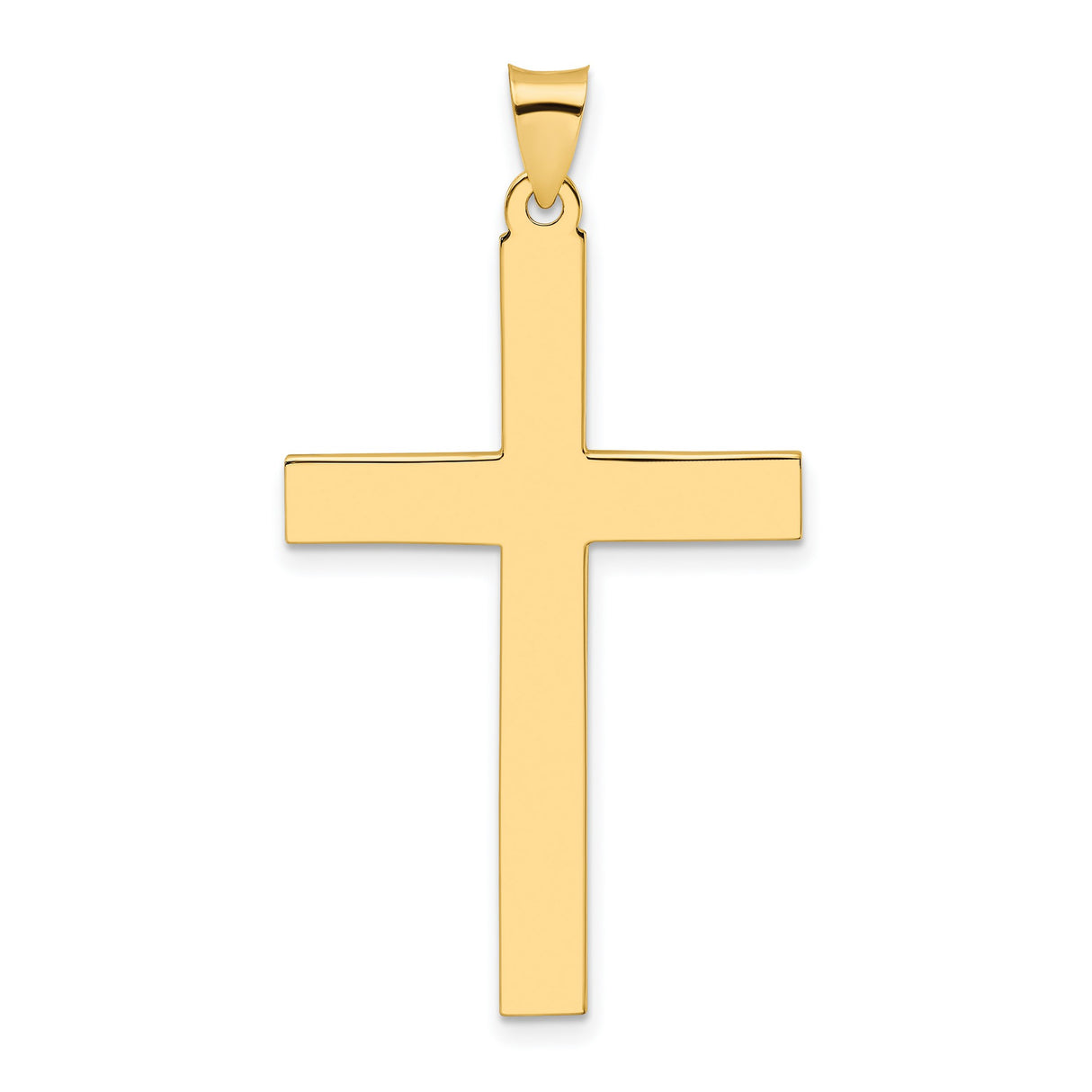 14k Yellow Gold Cross Pendant, Polished Religious Jewelry Symbolizing Faith and Devotion