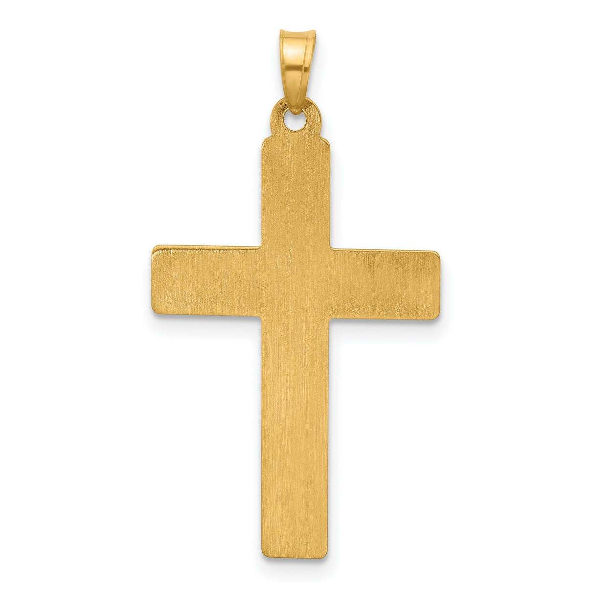 14k Yellow Gold Cross Pendant with Floral Engraving, Christian Religious Jewelry for Women