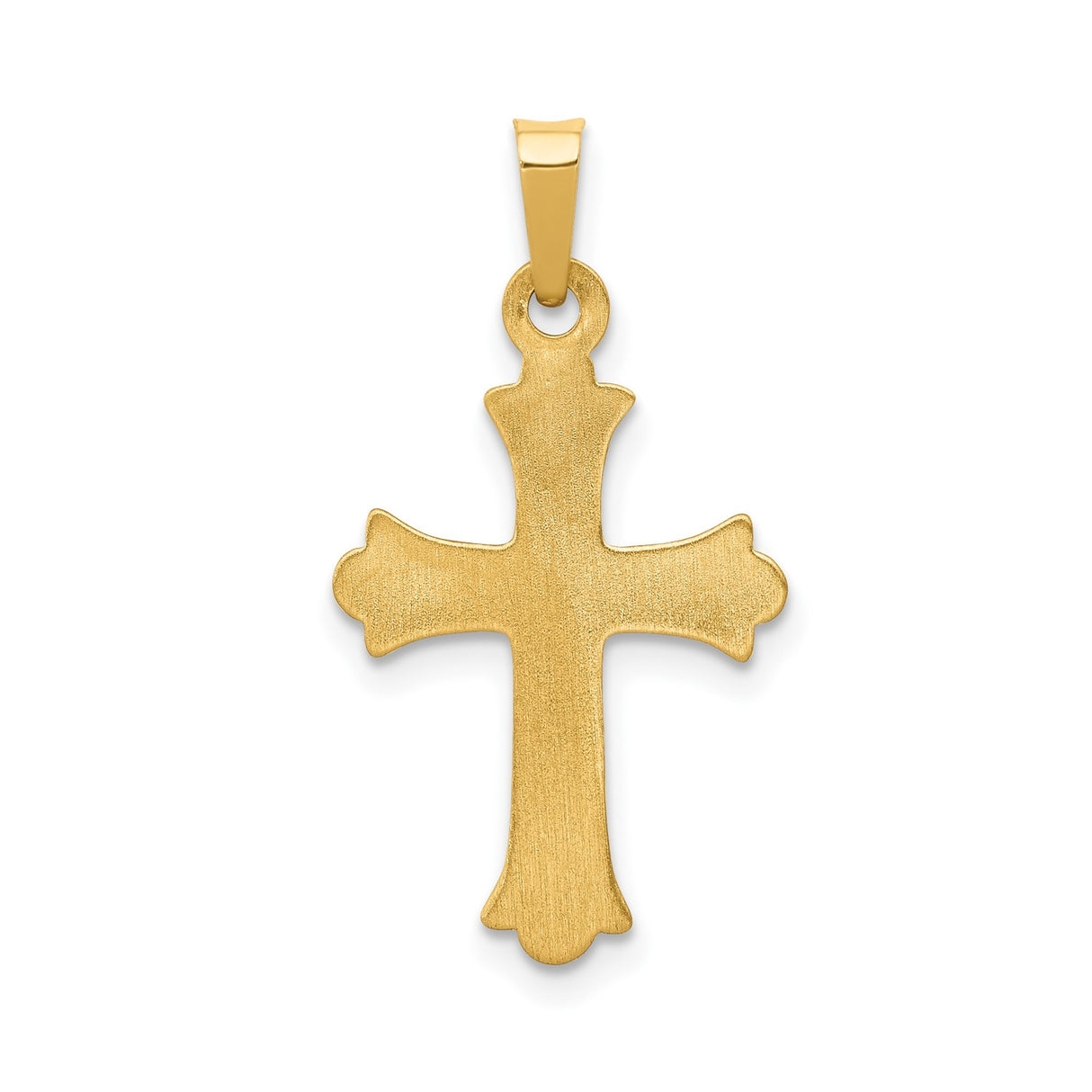 14k Yellow Gold Cross Pendant with Textured Detailing and Rounded Ends for Women or Unisex Wear