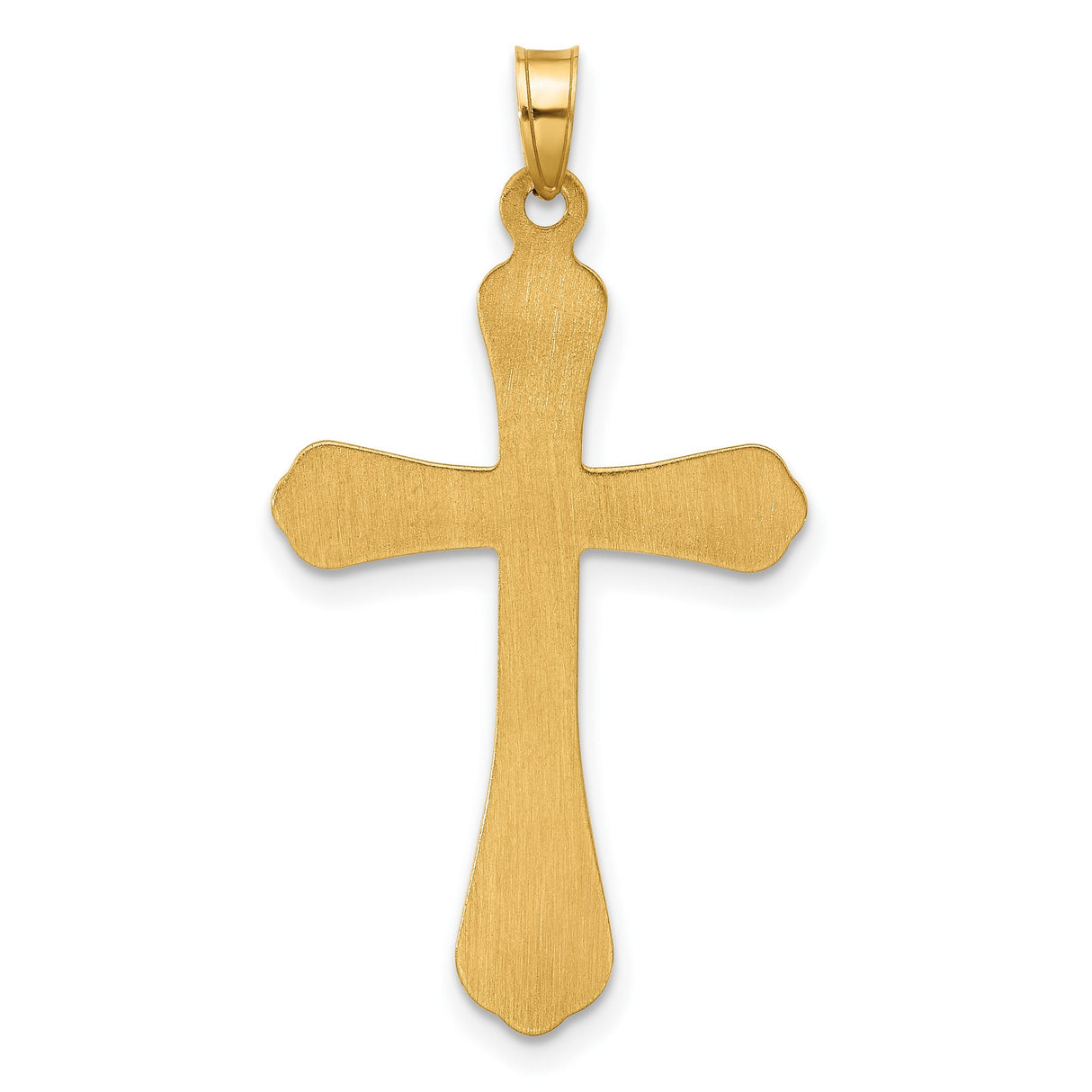 14k Yellow Gold Cross Pendant with Polished Ridges, Flared Christian Design for Men or Women