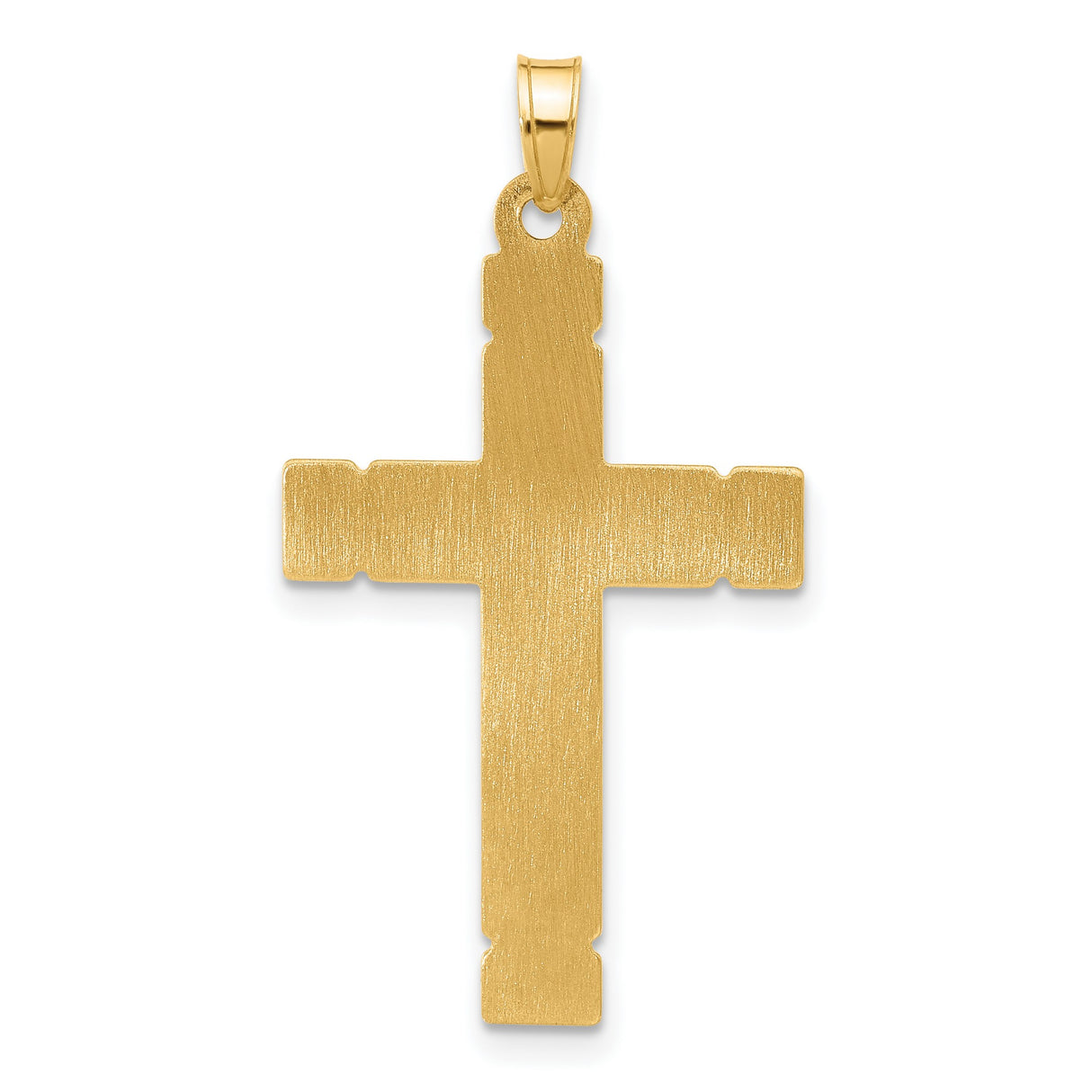 14k Yellow Gold Cross Pendant, Textured Layered Christian Religious Charm for Men and Women