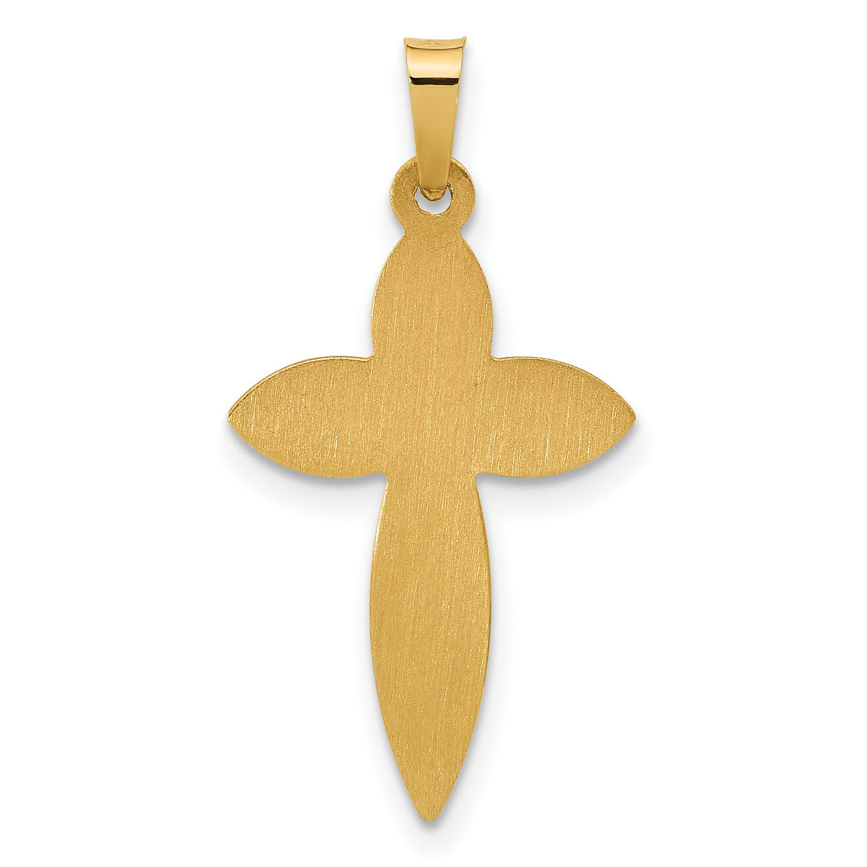 14k Yellow Gold Cross Pendant with Marquise Petal Design and Beaded Edge Detail