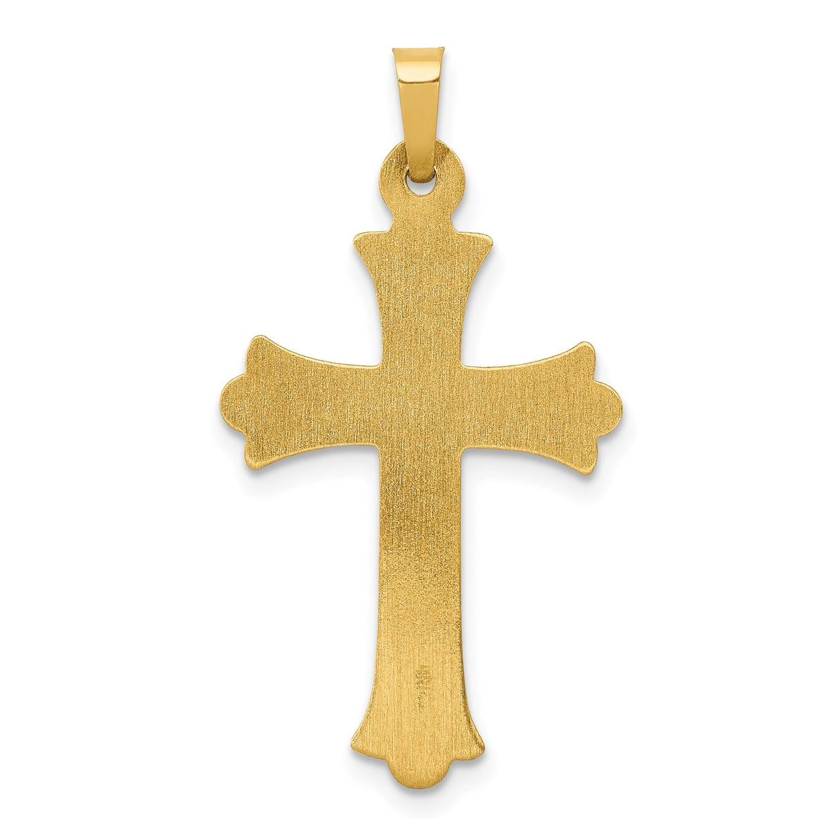 14k Yellow Gold Cross Pendant with Textured Finish, Ornate Christian Jewelry for Women or Unisex