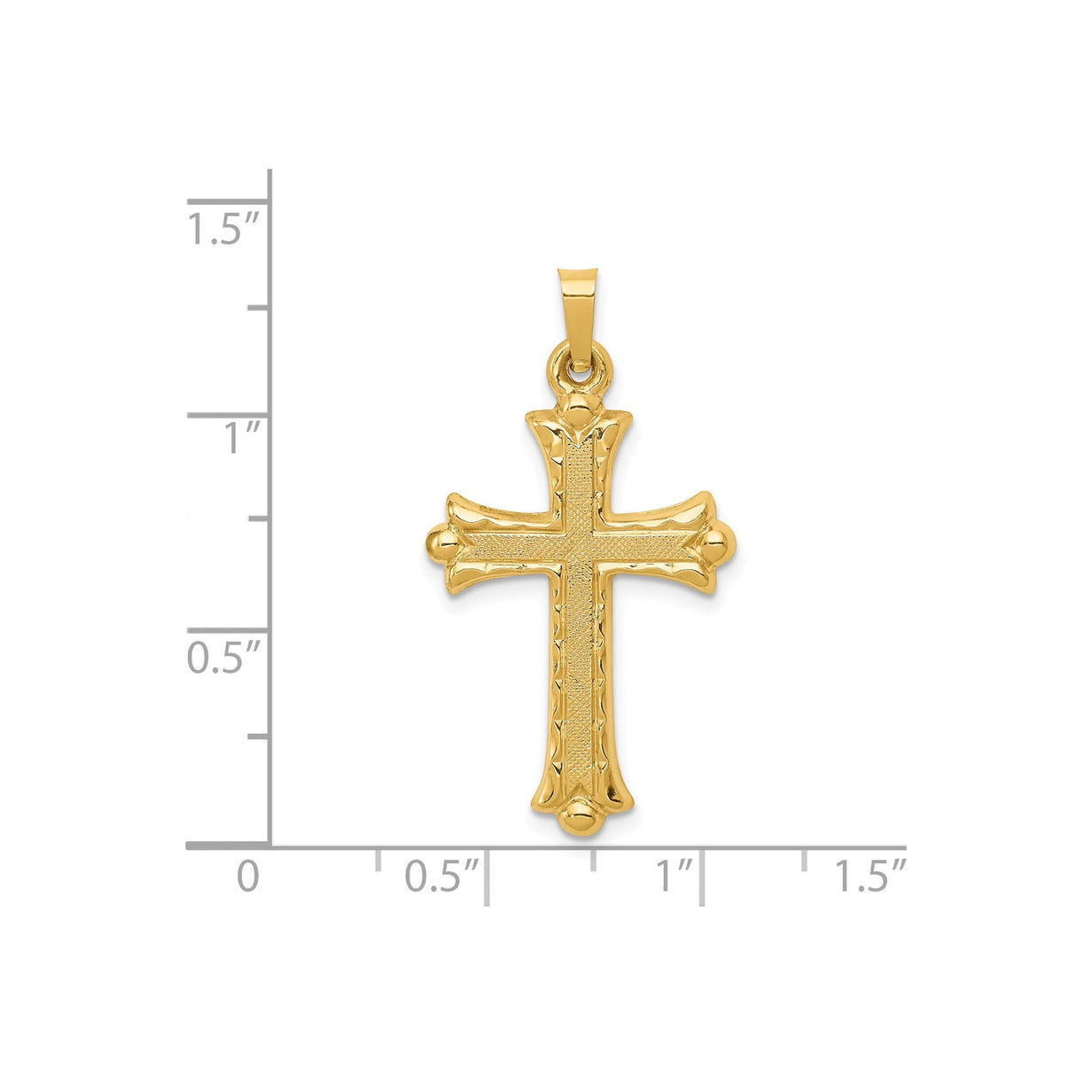 14k Yellow Gold Cross Pendant with Textured Finish, Ornate Christian Jewelry for Women or Unisex