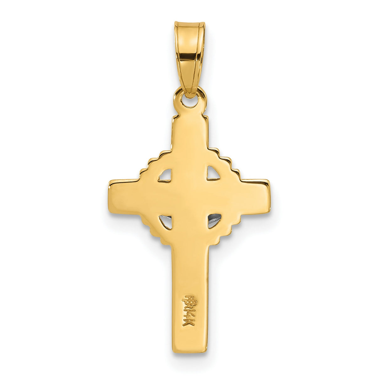 14k Two-Tone Gold Crucifix Pendant with Sculpted Jesus, Latin INRI Catholic Cross Charm