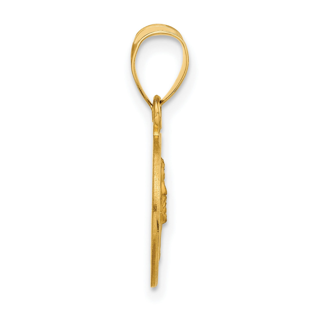 14k Yellow Gold Jesus Crown of Thorns Pendant, Christ Face Religious Medallion Charm