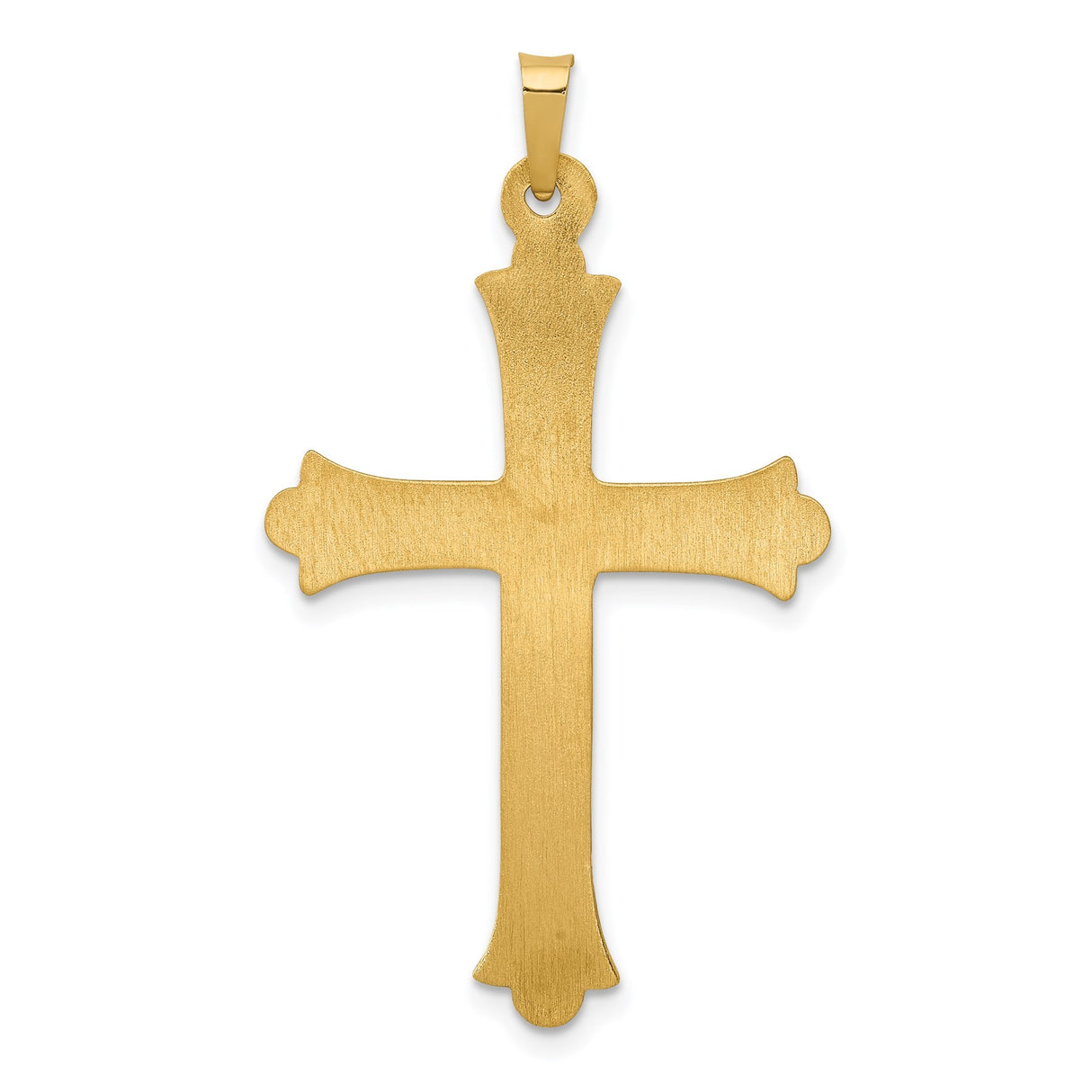 14k Yellow Gold Cross Pendant with Flared Tips and Christian Detailing for Men and Women