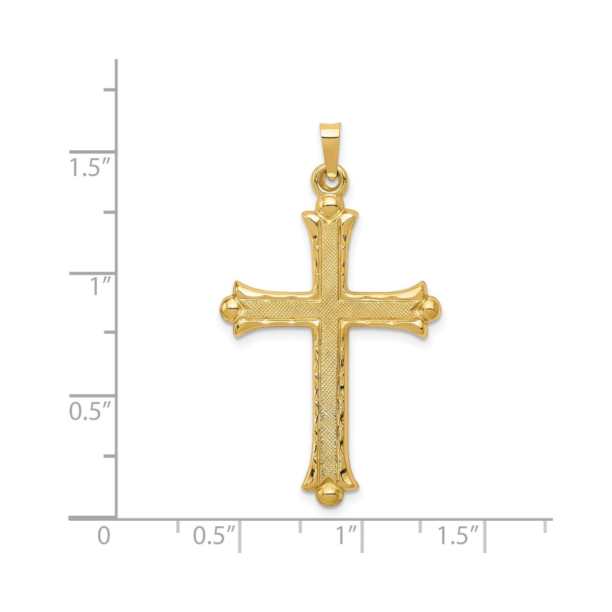14k Yellow Gold Cross Pendant with Flared Tips and Christian Detailing for Men and Women