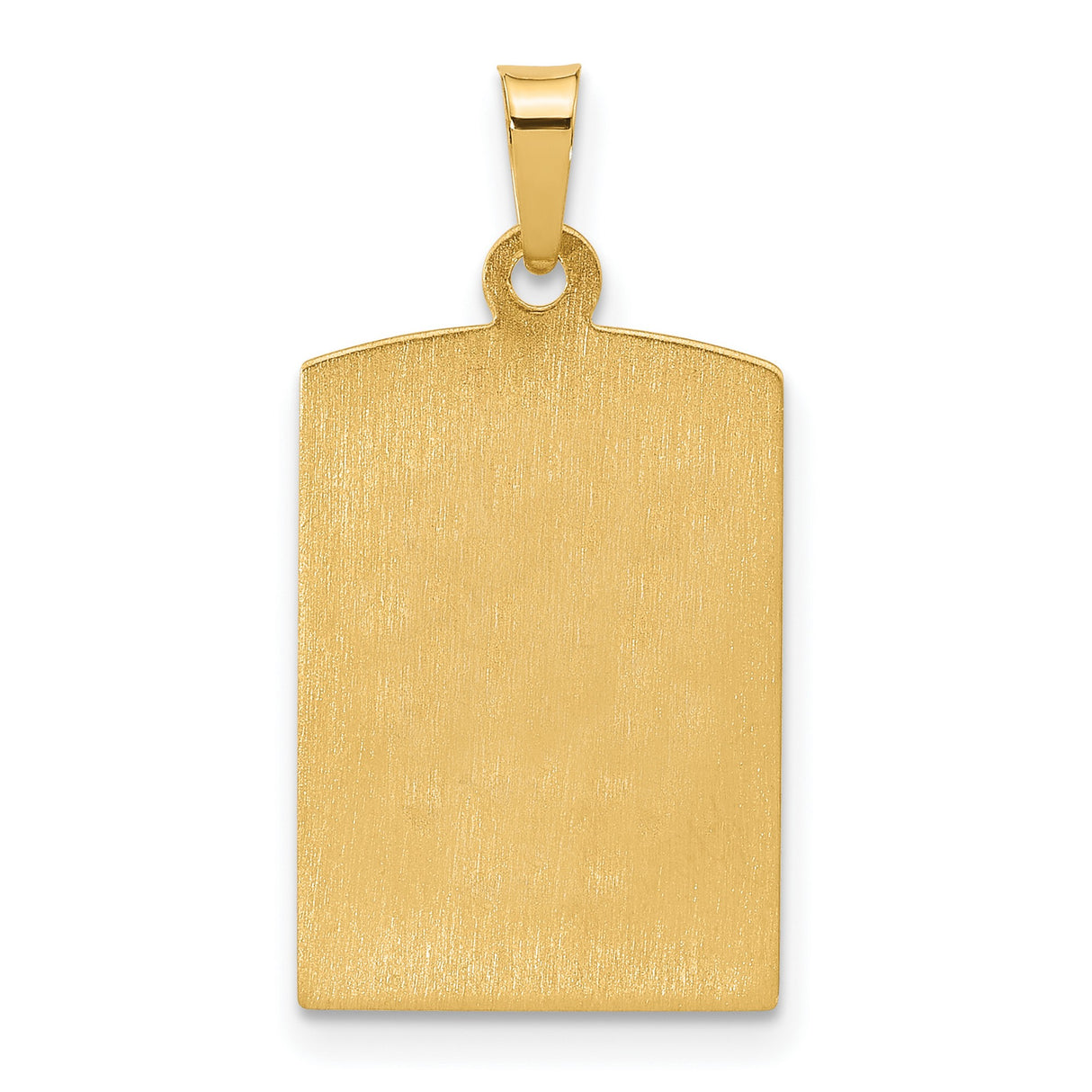 14k Yellow Gold Rectangular Pendant with Virgin Mary, Angels and Rays of Light